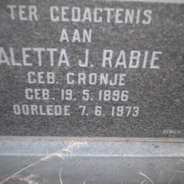 RABIE Aletta J. nee CRONJE 1896-1973