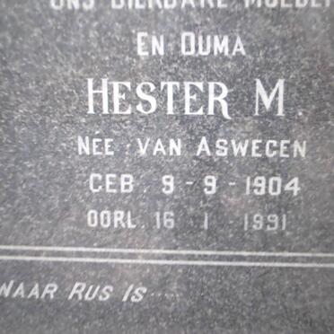 RENSBURG Matthys J.J., van 1905-1971 &amp; Hester M. van ASWEGEN 1904-1991 