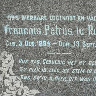 ROUX Francois Petrus, le 1884-1945 &amp; Engela Jacoba GOUWS 1885-1948
