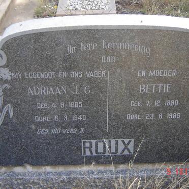 ROUX Adriaan J.C. 1885-1940 &amp; Bettie 1890-1985