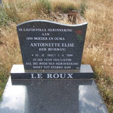 ROUX Antoinette Elise, le nee BEUKMAN 1942-1996