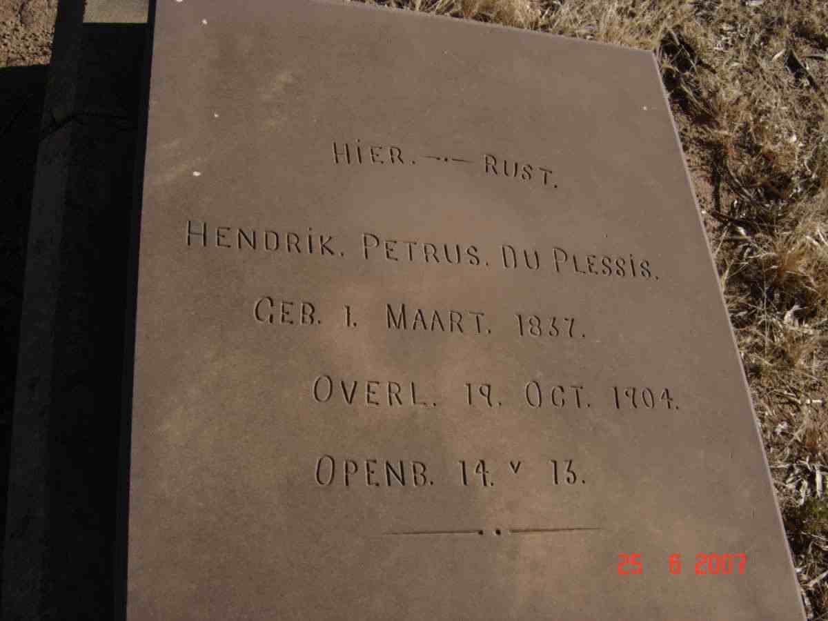PLESSIS Hendrik Petrus, du 1837-1904