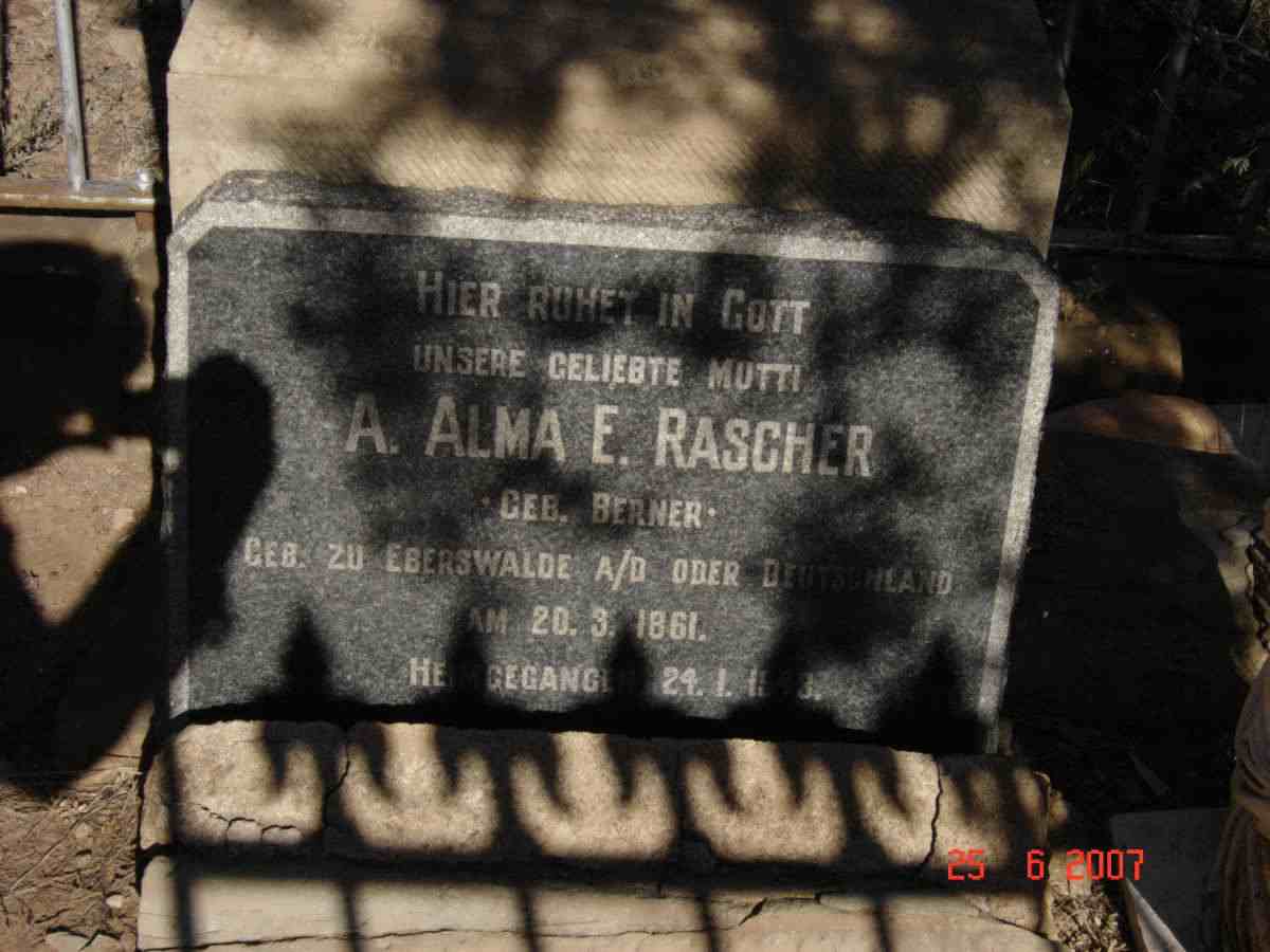 RASCHER A. Alma E. nee BERNER  1861-1943