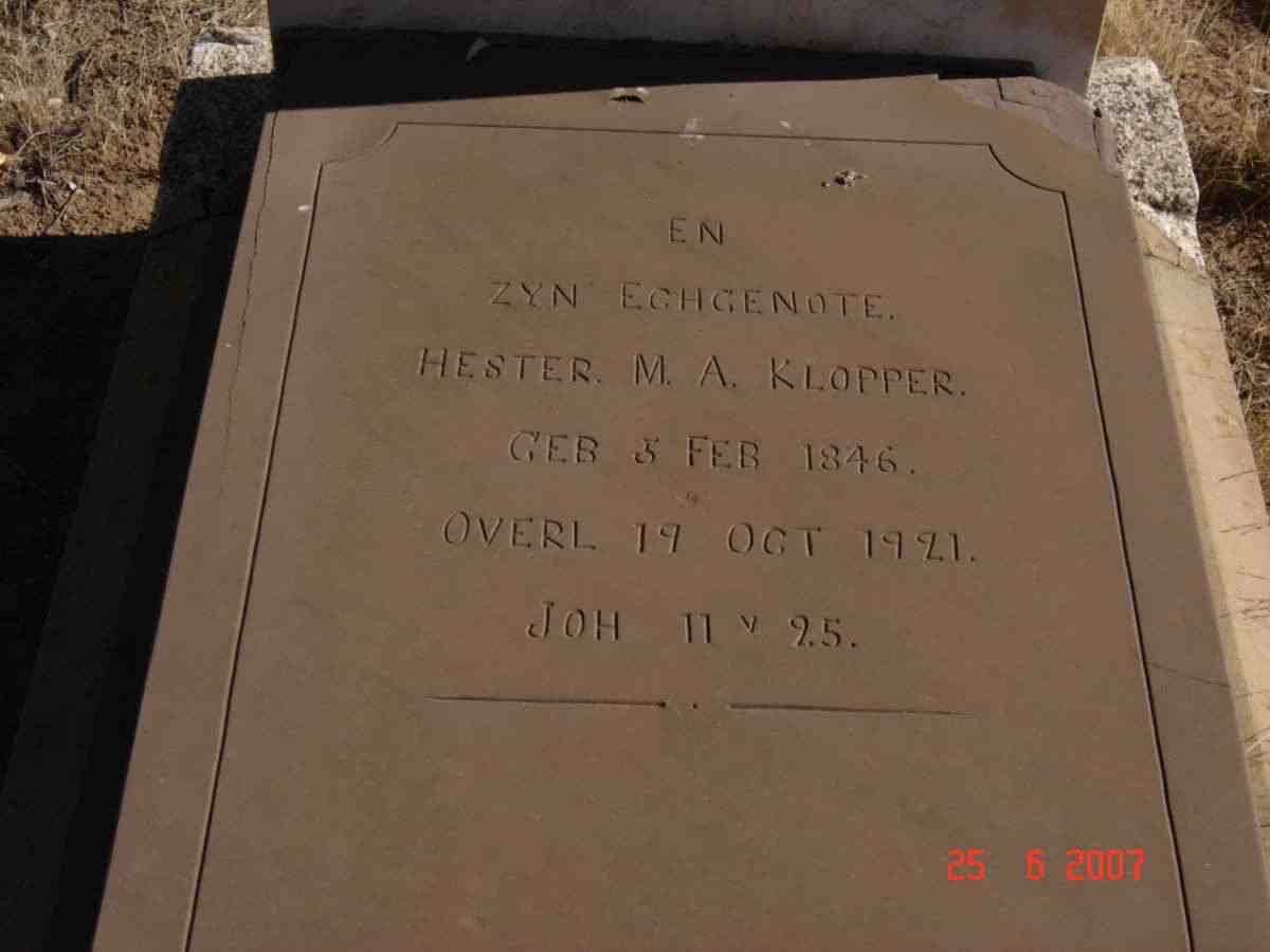 PLESSIS Hester M.A., du nee KLOPPER 1846-1921