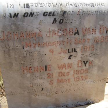 DYK Johanna Jacoba, van nee MYNHARDT 1888-1913 :: DYK Hennie, van 1908-1930