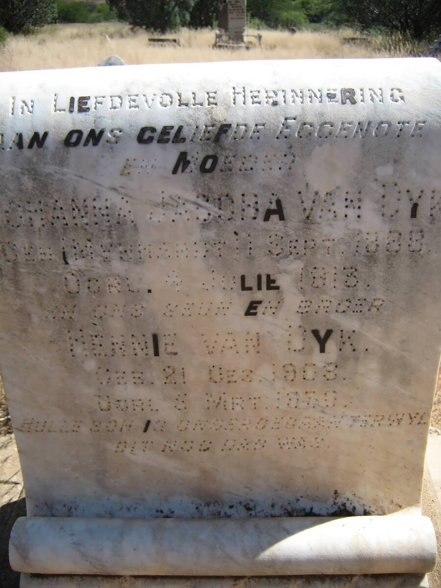 DYK Johanna Jacoba, van nee MYNHARDT 1888-1913 :: DYK Hennie, van 1908-1930