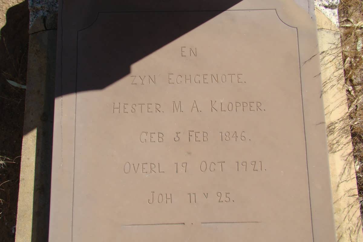 KLOPPER Hester M.A. 1846-1921