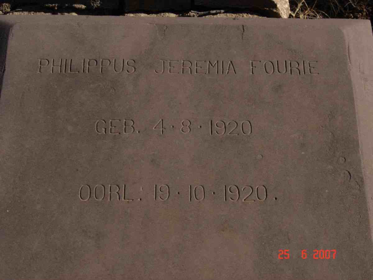 FOURIE Philippus Jeremia 1920-1920