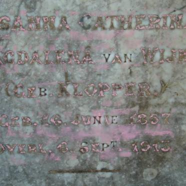 WIJK Susanna Catherina Magdalena, van nee KLOPPER 1857-1913