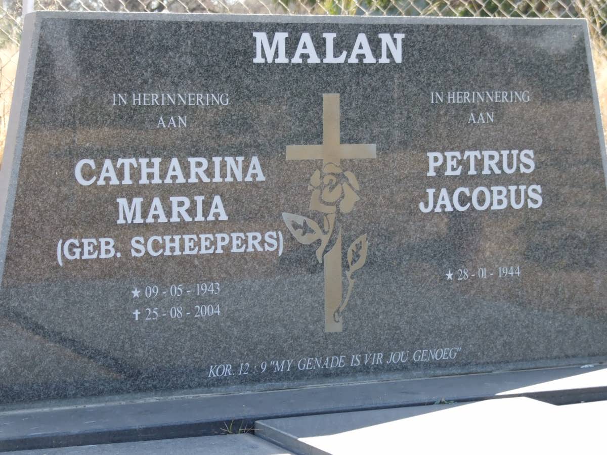 MALAN Petrus Jacobus 1944- &amp; Catharina Maria SCHEEPERS 1943-2004