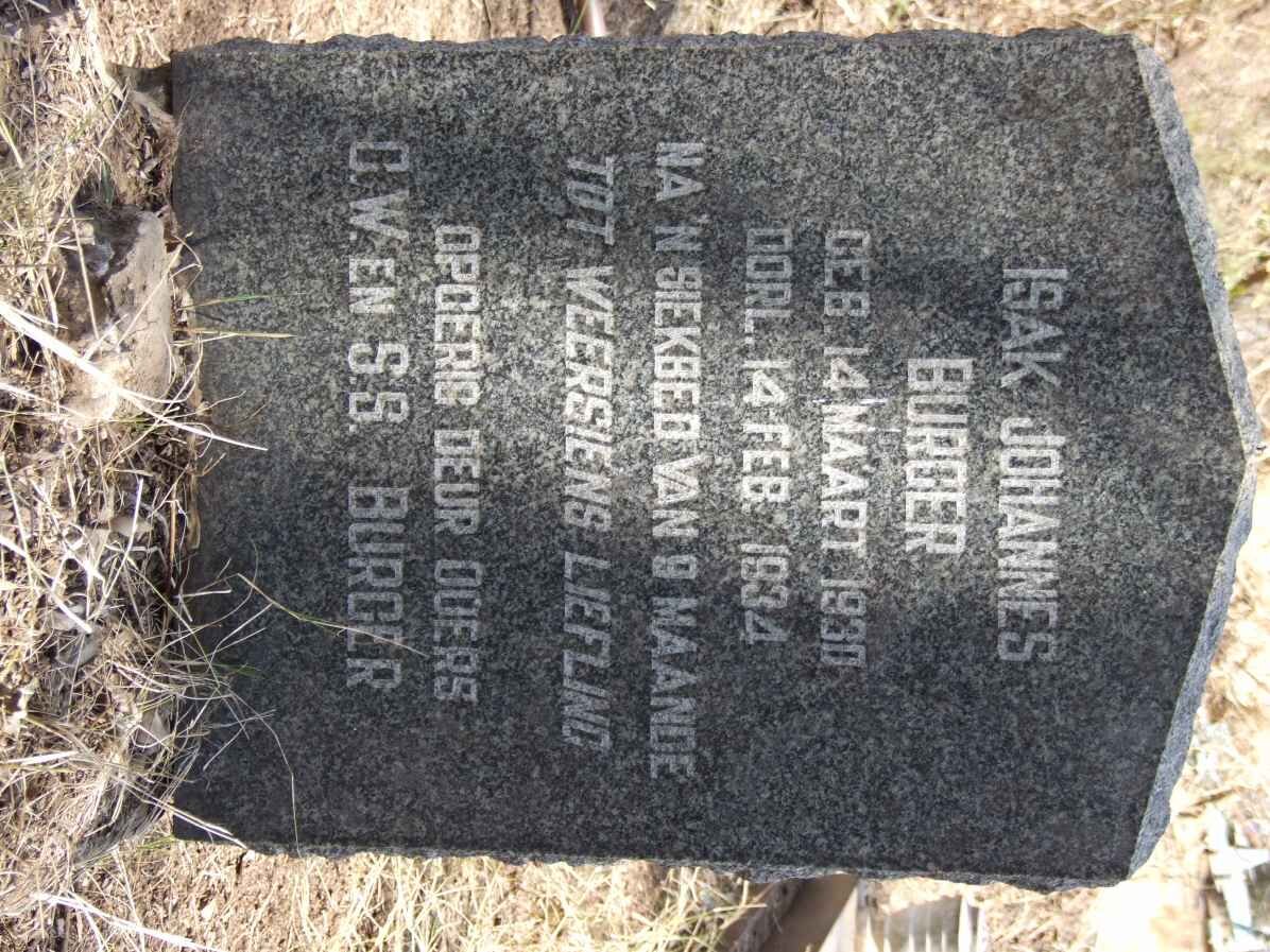 BURGER Izak Johannes 1930-1934