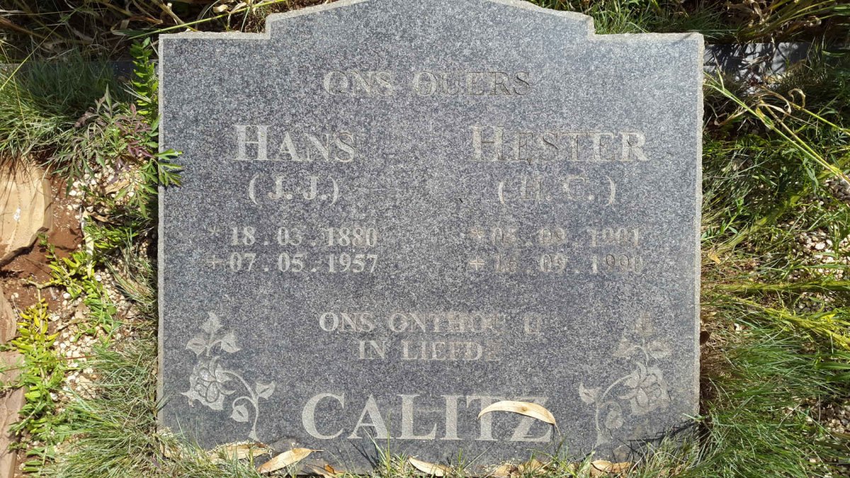 CALITZ J.J. 1880-1957 &amp; H.C. 1901-1990