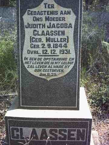 CLAASSEN Judith Jacoba nee MULLER 1844-1931