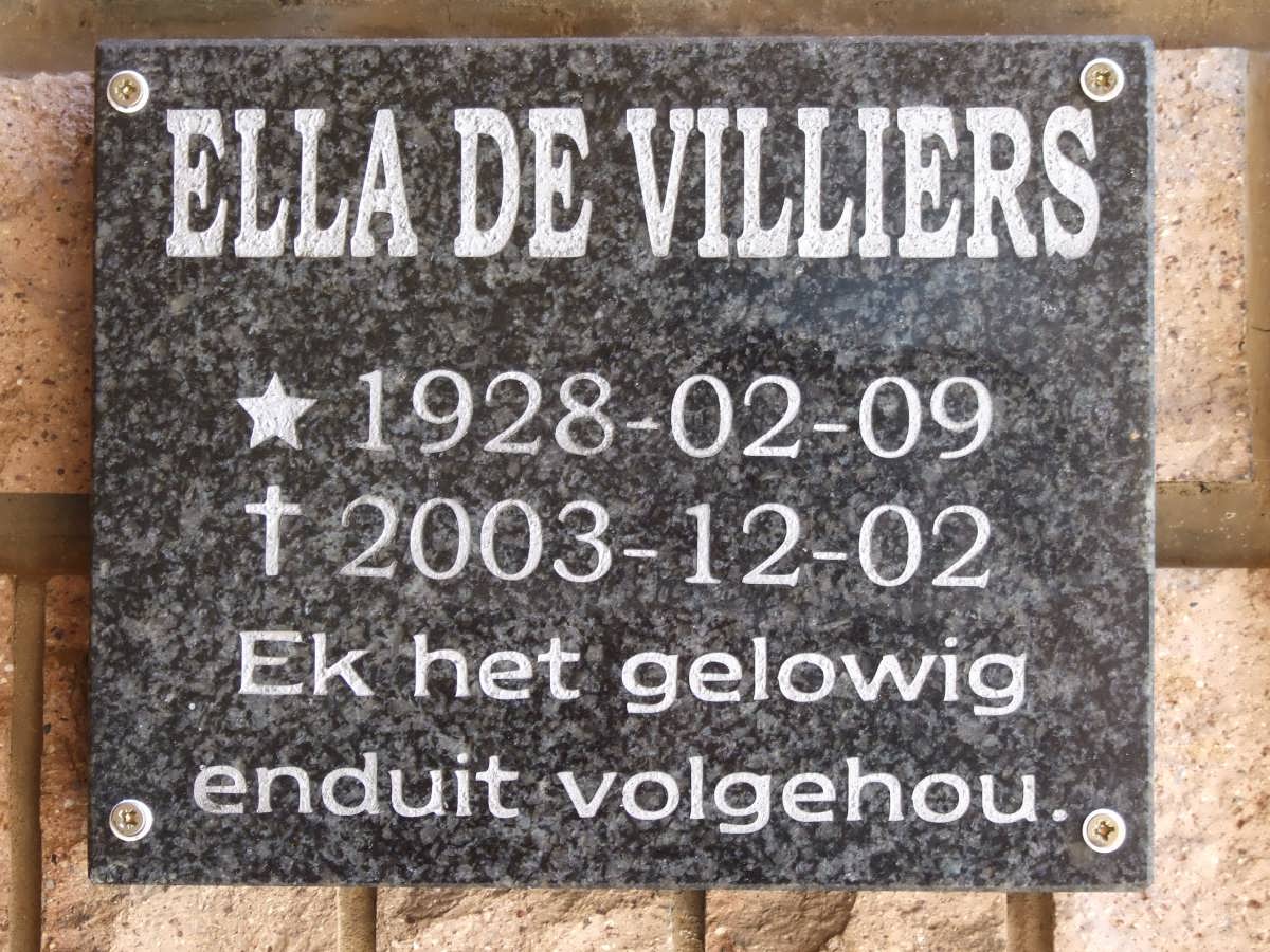 VILLIERS Ella, de 1928-2003