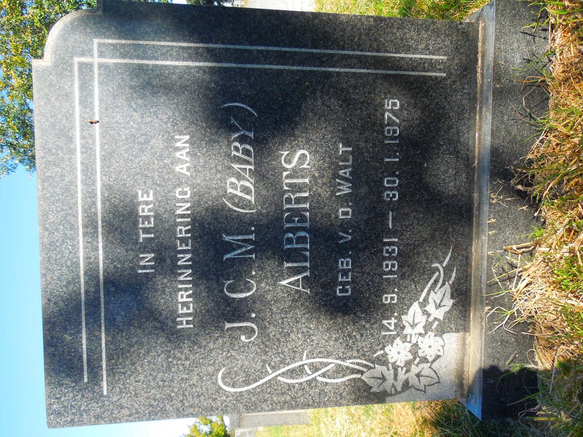 ALBERTS J.C.M. nee V.D. WALT 1931-1975