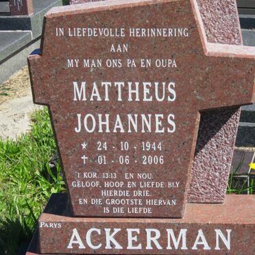 ACKERMAN Mattheus Johannes 1944-2006