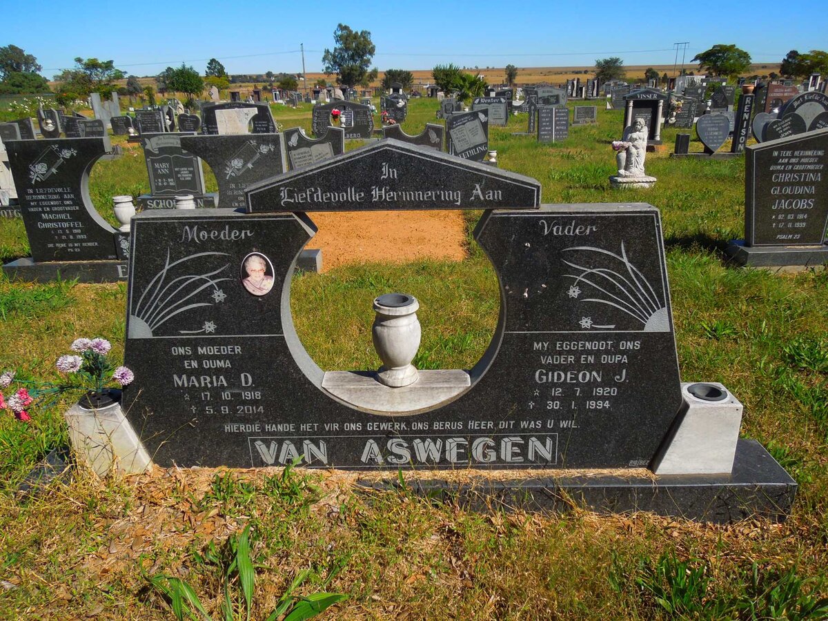 ASWEGEN Gideon J., van 1920-1994 &amp; Maria D. 1918-2014