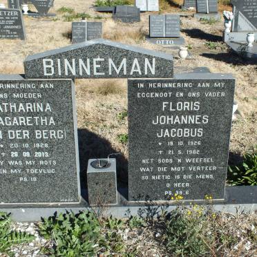 BINNEMAN Floris Johannes Jacobus 1926-1982 &amp; Catharina Magaretha VAN DER BERG 1928-2013
