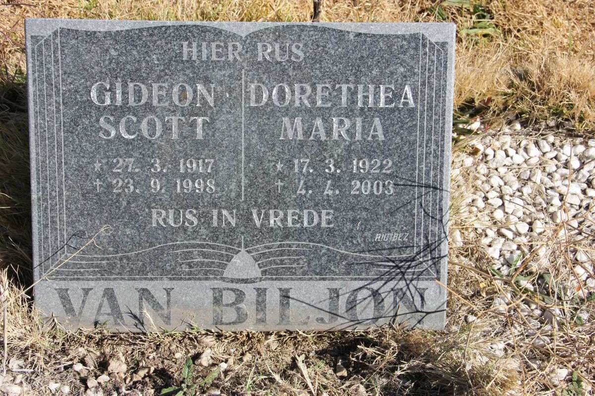 BILJON Gideon Scott, van 1917-1998 &amp; Dorethea Maria 1922-2003
