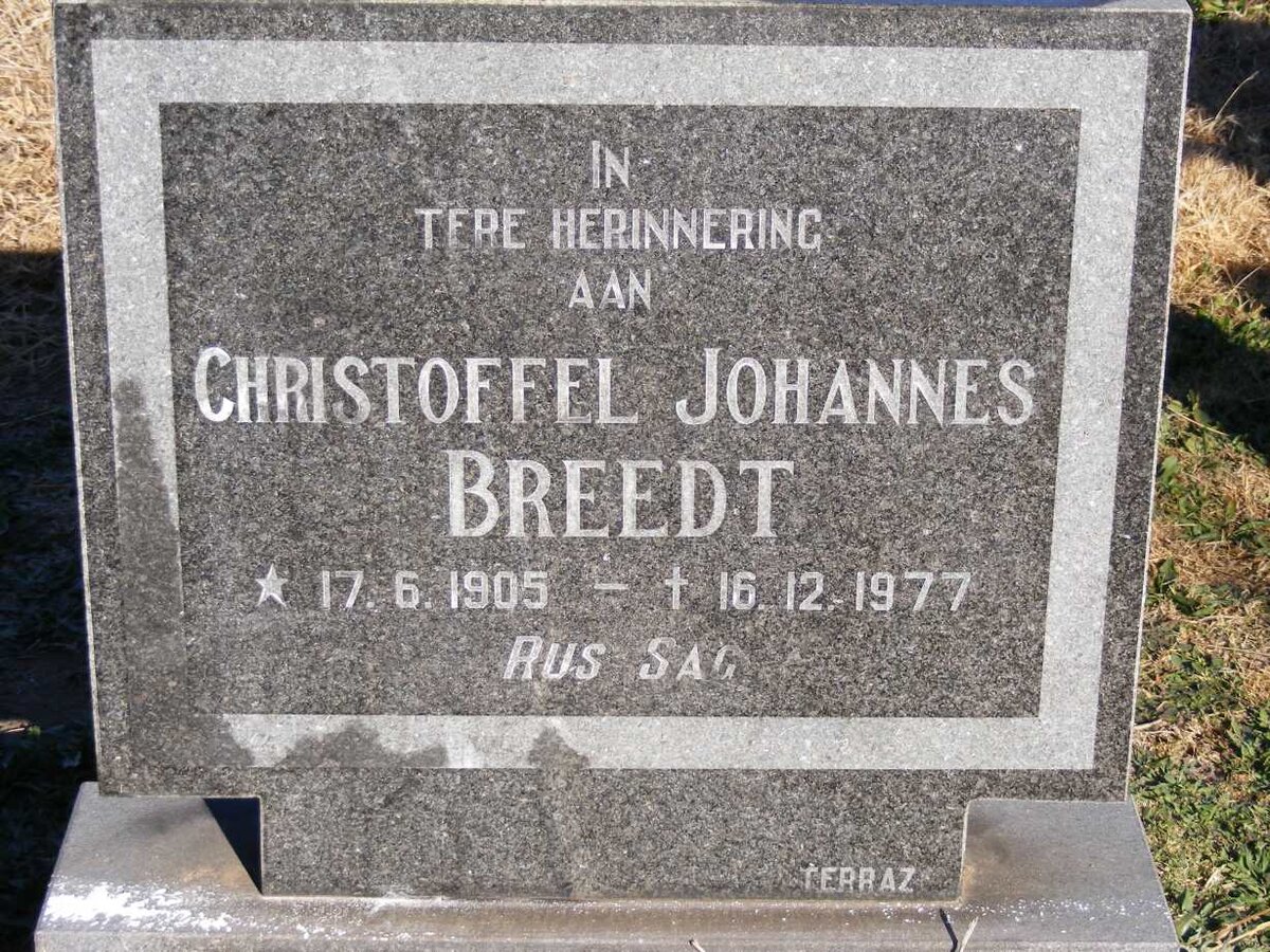 BREEDT Christoffel Johannes 1905-1977