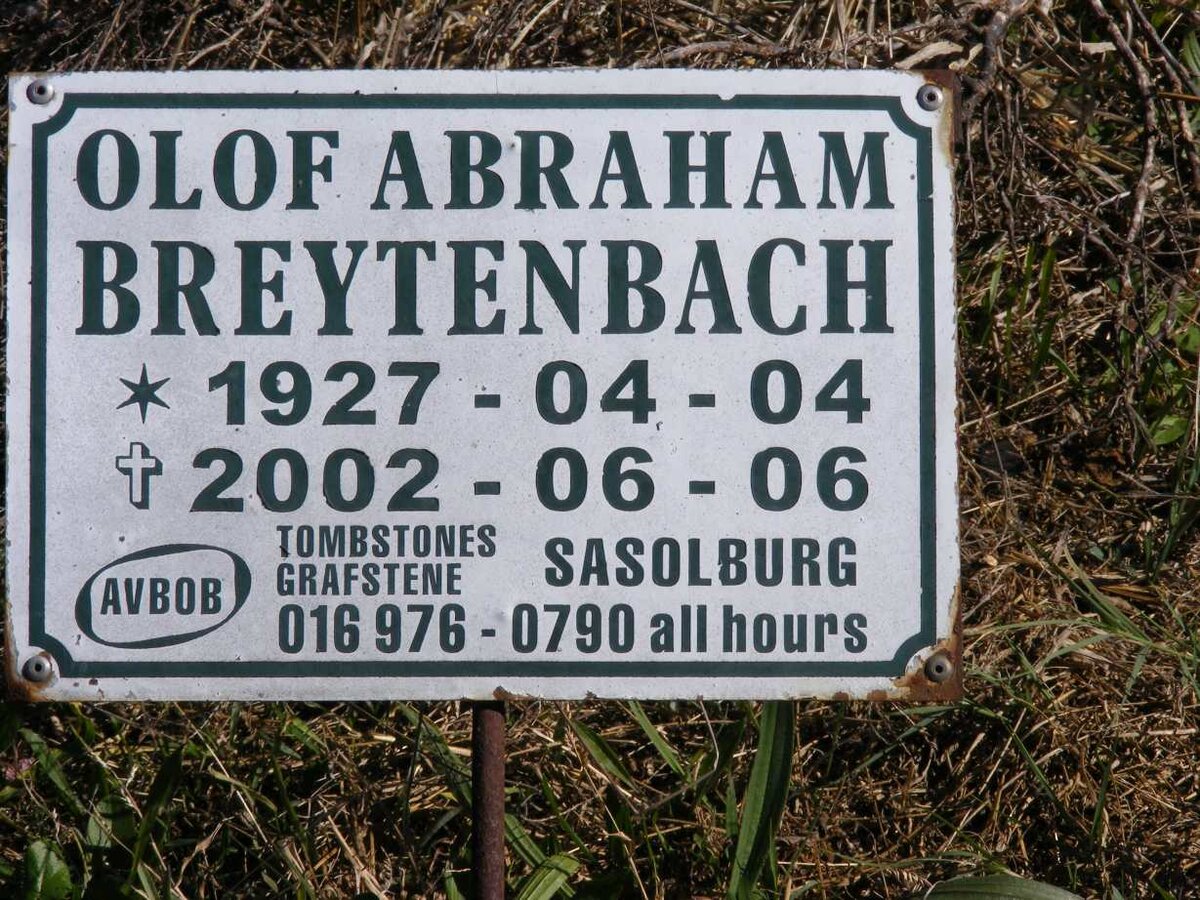 BREYTENBACH Olof Abraham 1927-2002