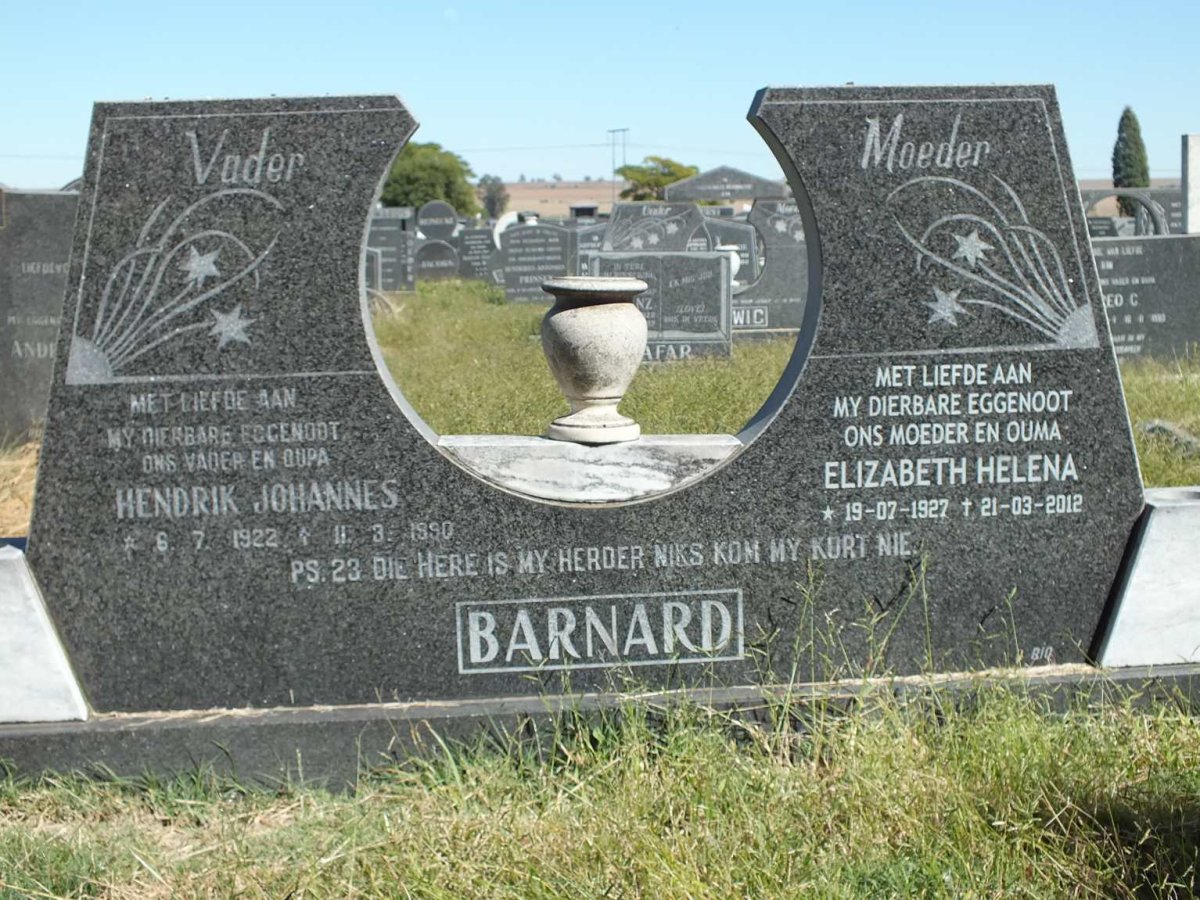BARNARD Hendrik Johannes 1922-1990 &amp; Elizabeth Helena 1927-2012
