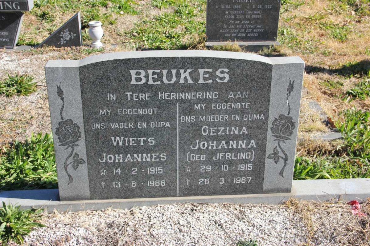 BEUKES Wiets Johannes 1915-1986 &amp; Gezina Johanna JERLING 1915-1987