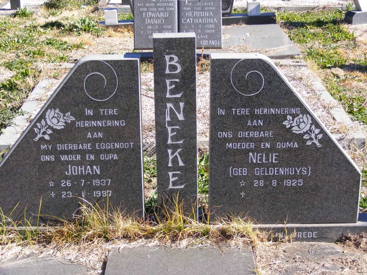 BENEKE Johan 1937-1987 &amp; Nelie GELDENHUYS 1925-
