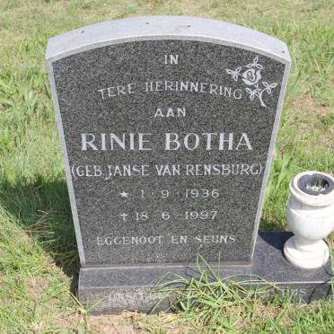 BOTHA Rinie nee JANSE VAN RENSBURG 1936-1997