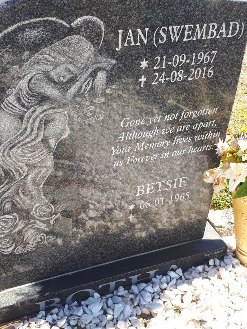 BOTHA Jan 1967-2016 &amp; Betsie 1965-