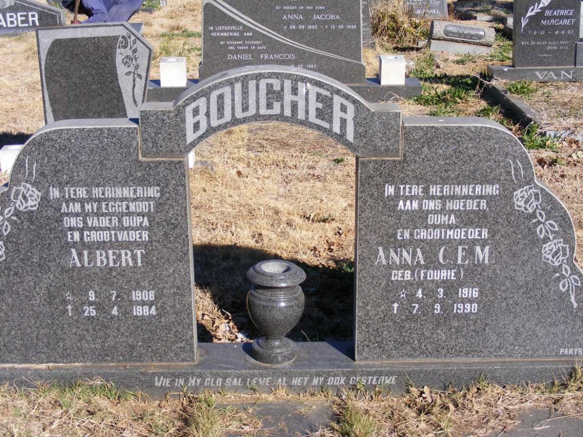 BOUCHER Albert 1908-1984 &amp; Anna C.E.M. FOURIE 1916-1990