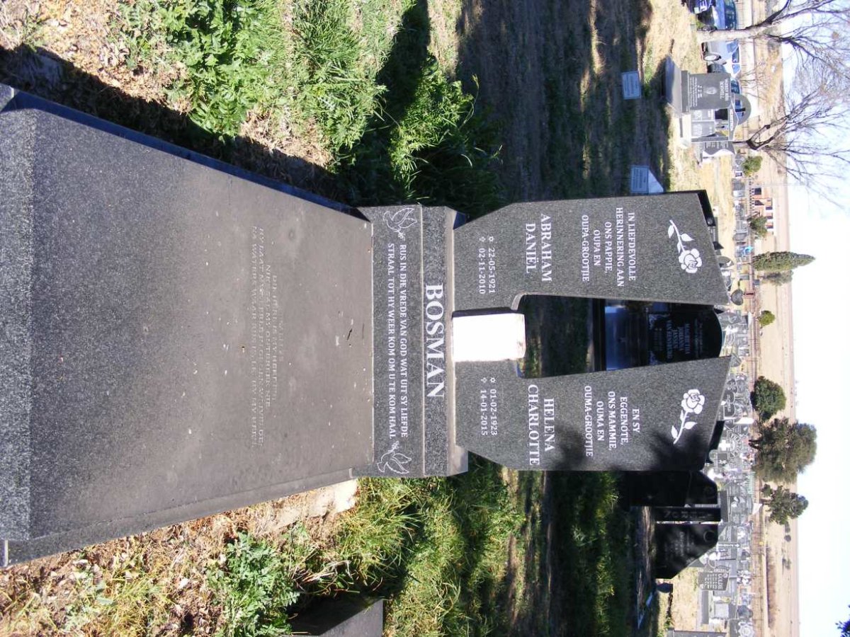 BOSMAN Abraham Daniel 1921-2010 &amp; Helena Charlotte 1923-2015