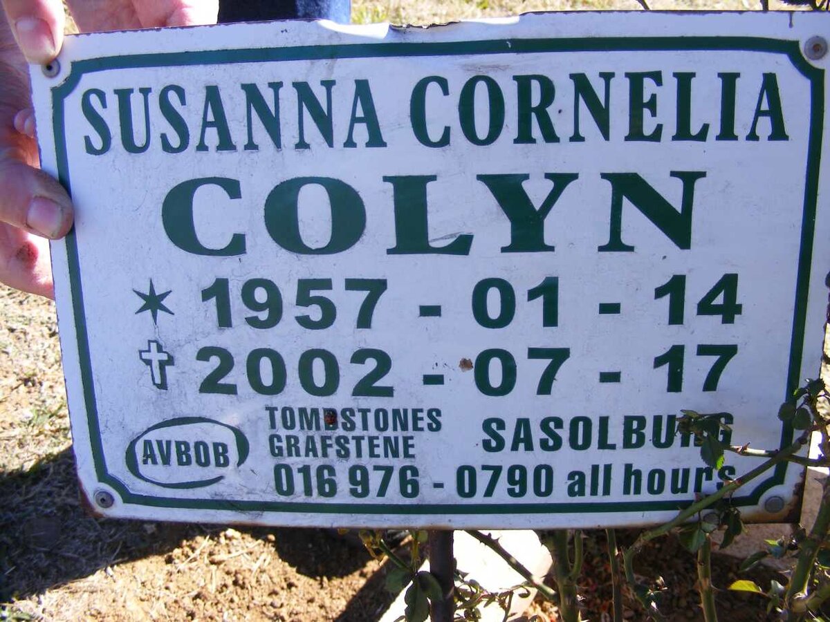 COLYN Susanna Cornelia 1957-2002
