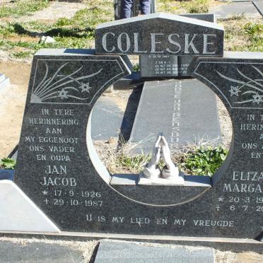 COLESKE Jan Jacob 1926-1987 &amp; Elizabeth Margaretha 1934-2006
