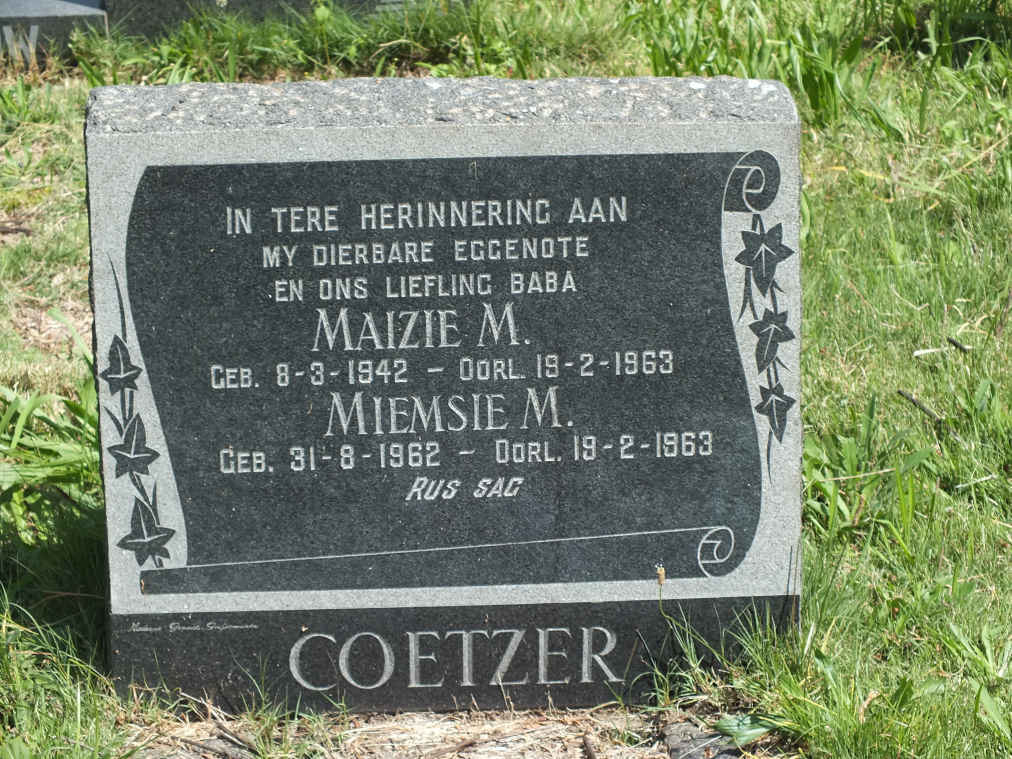 COETZER Maizie M. 1942-1963 :: COETZER Miemsie M. 1962-1963