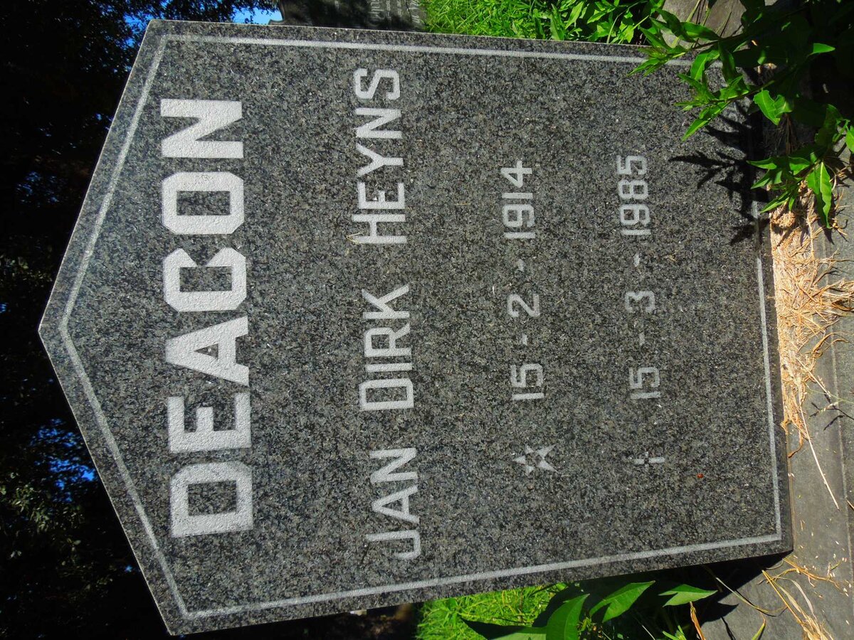 DEACON Jan Dirk Heyns 1914-1985