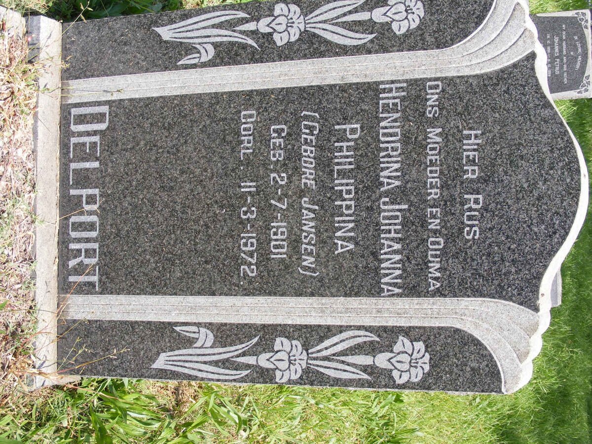 DELPORT Hendrina Johanna Philippina nee JANSEN 1901-1972