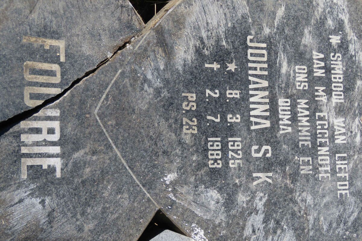 FOURIE Johanna S.K. 1925-1983