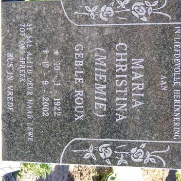 FICK Daniel Rudolf 1921-1988 &amp; Maria Christina LE ROUX 1922-2002