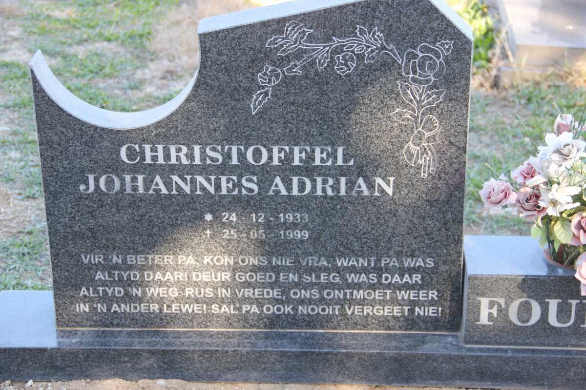 FOURIE Christoffel Johannes Adrian 1933-1999 &amp; Johanna Sophia 1937-1997