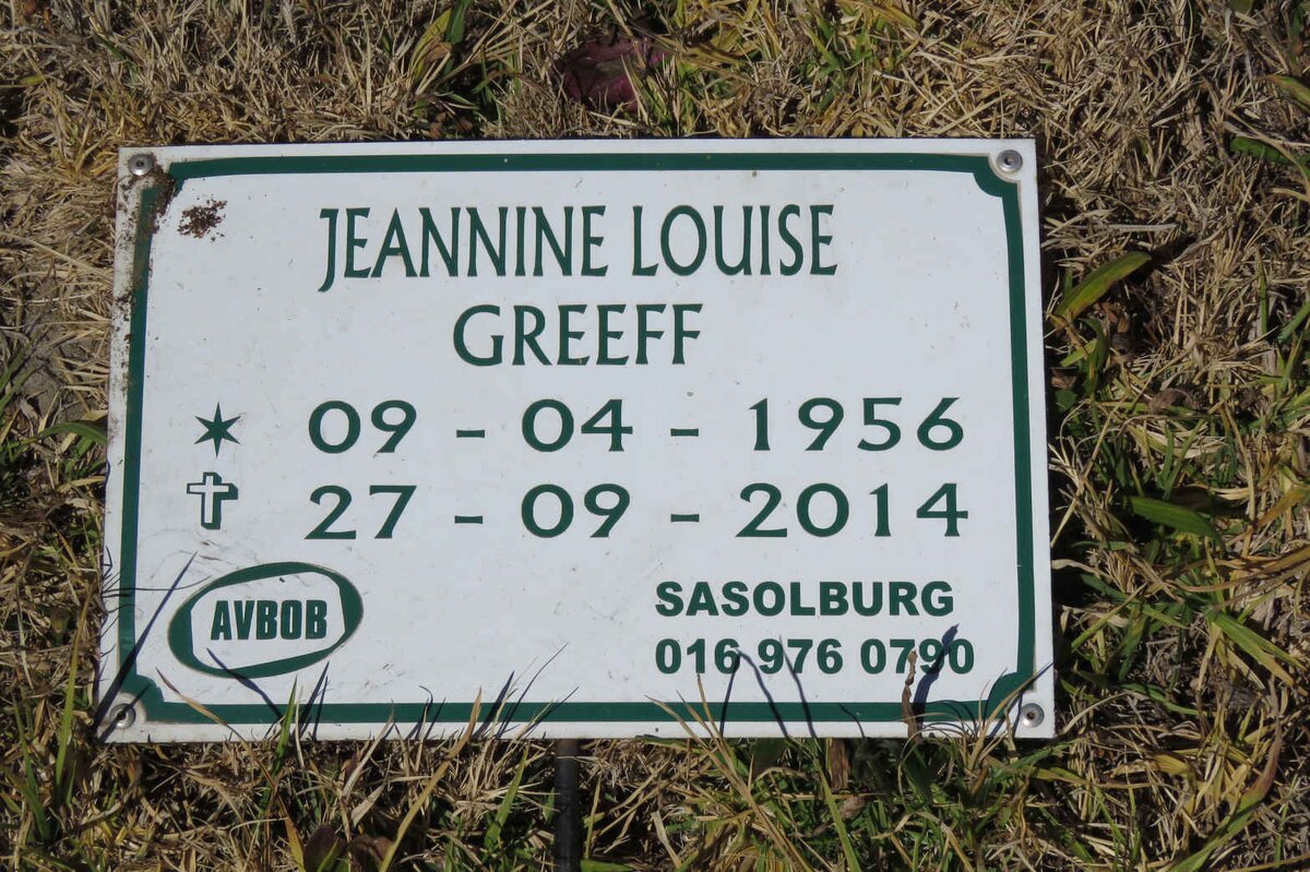 GREEFF Jeannine Louise 1956-2014