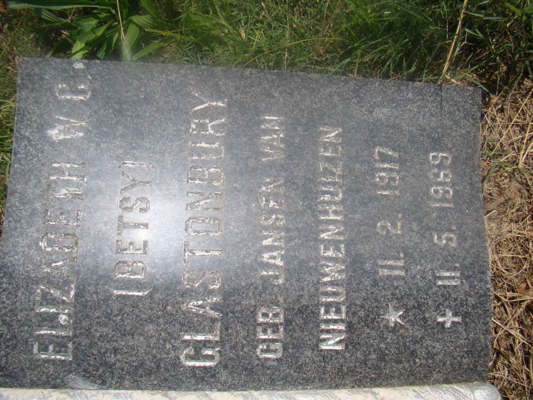 GLASTONBURY  Elizabeth W.C. nee JANSEN VAN NIEUWENHUIZEN 1917-1969
