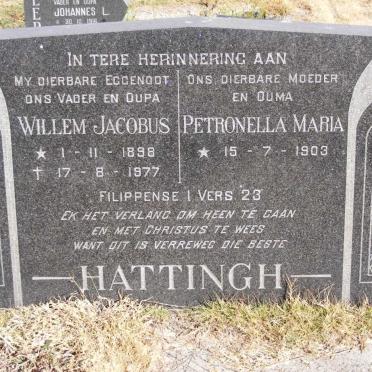 HATTINGH Willem Jacobus 1898-1977 &amp; Petronella Maria 1903-