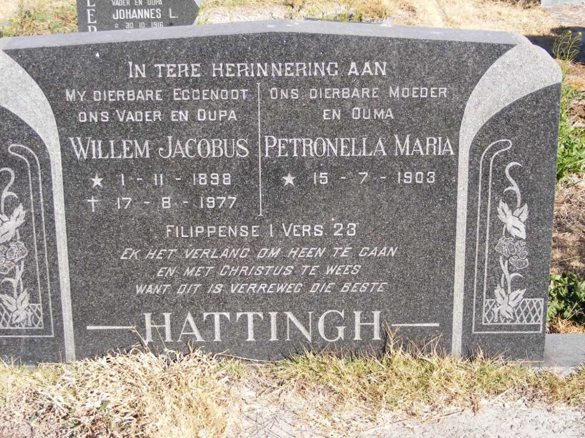 HATTINGH Willem Jacobus 1898-1977 &amp; Petronella Maria 1903-