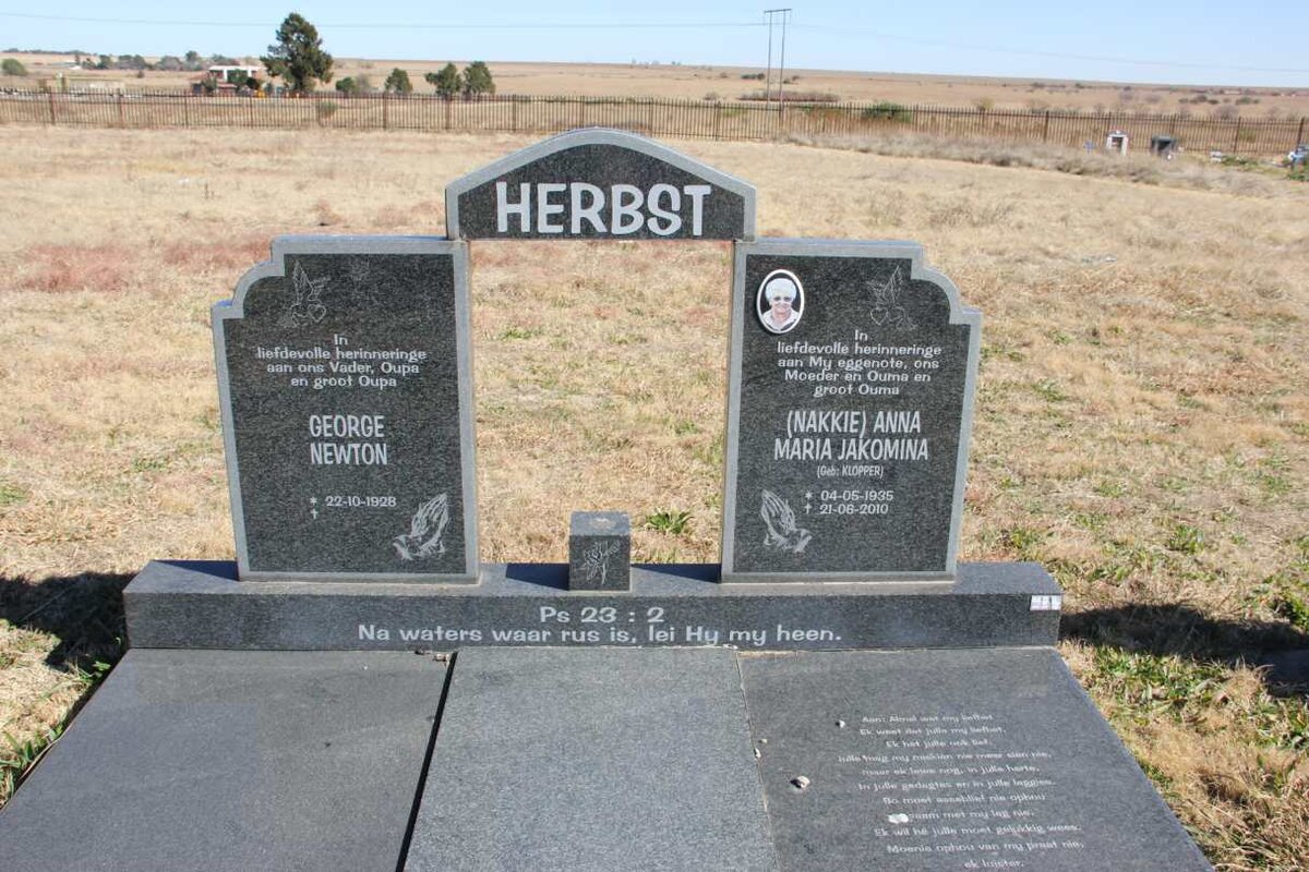 HERBST George Newton 1928- &amp; Anna Maria Jakomina KLOPPER 1935-2010