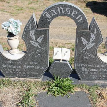 JANSEN Johannes Hermanus 1931- &amp; Susanna Jacomina 1931-1992