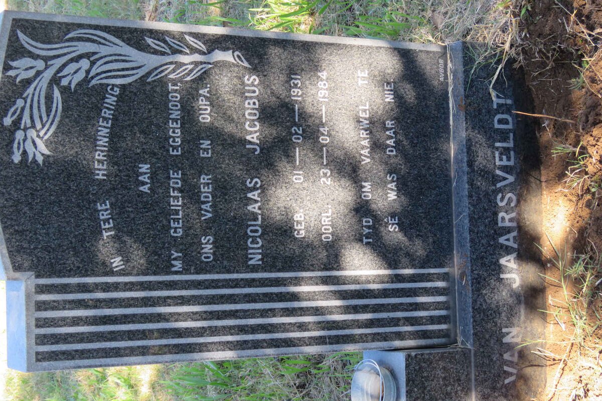 JAARSVELDT Nicolaas Jacobus, van 1931-1984
