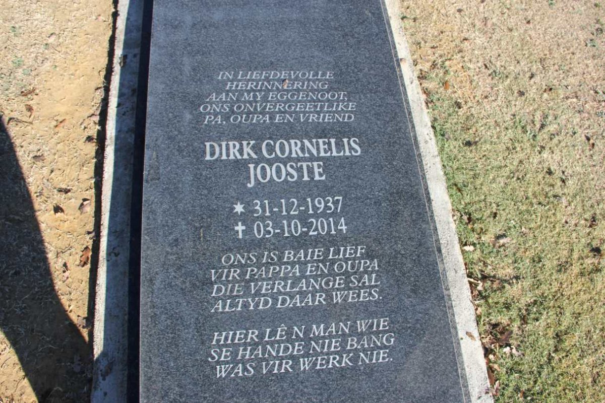 JOOSTE Dirk Cornelis 1937-2014