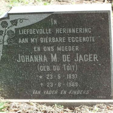 JAGER Johanna M., de nee DU TOIT 1897-1968