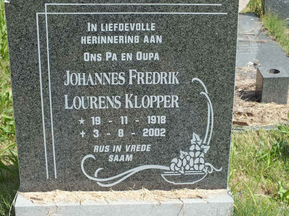 KLOPPER Johannes Fredrik Lourens 1918-2002